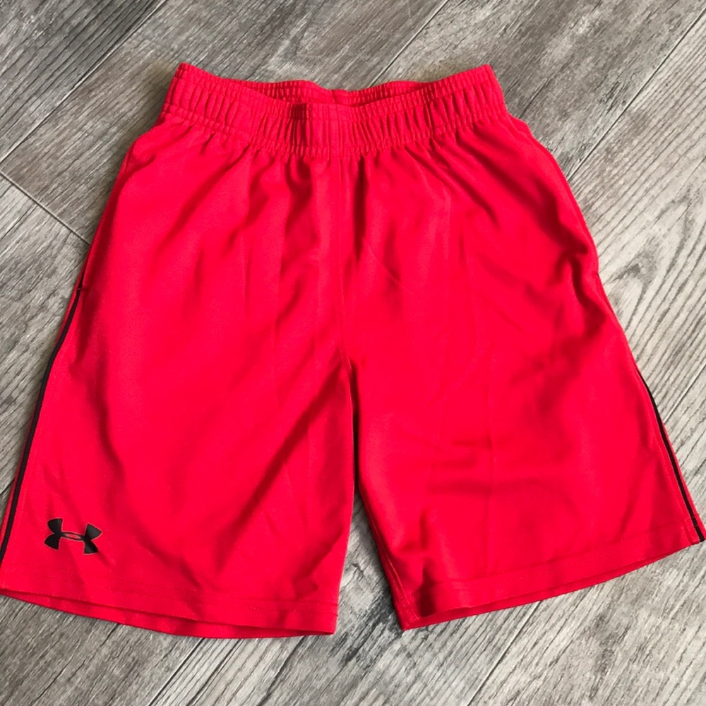 Boys under armor red shorts.
